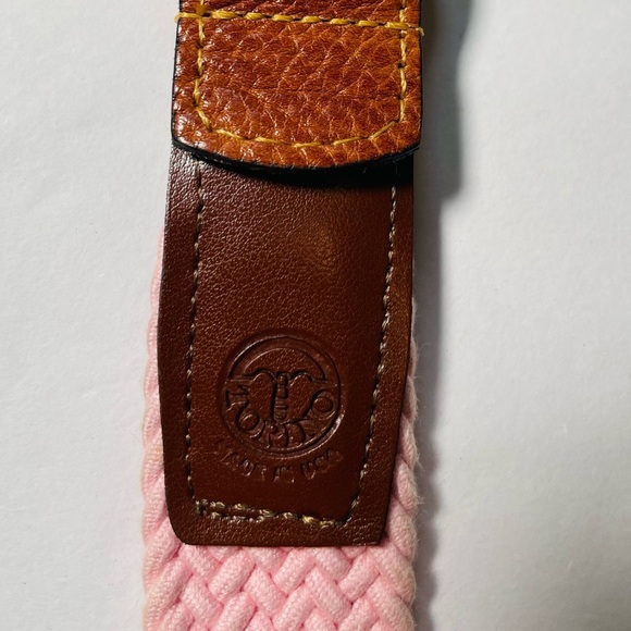 Torino Men's Pink Knit Woven Stretch Belt Sz 38 69503 USA Italian Leather GOLF - Picture 9 of 9